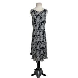 Shomi black silk floral lined sleeveless midi dress size 10